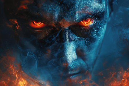 Close-up portrait of a scary zombie. Halloween. Horror.の素材