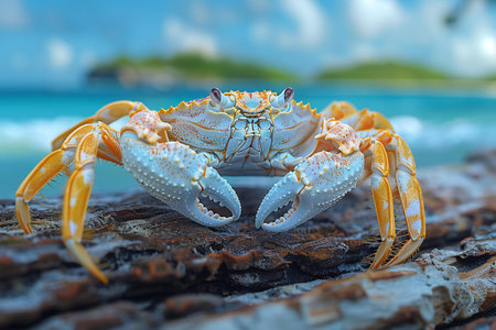 Crab on the beach in the tropics. The concept of exotic and exotic tourism.の素材