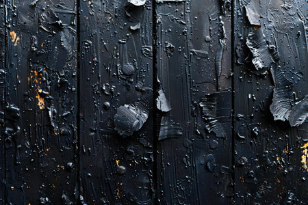 black paint on a wooden wall as an abstract background. close-upの素材