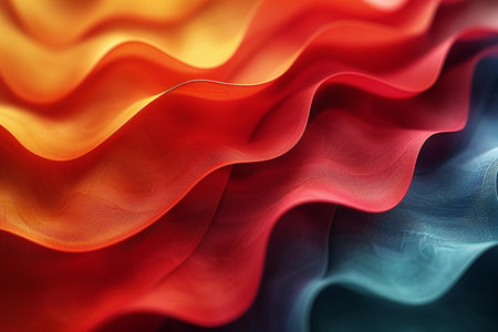 abstract background of red and blue wavy fabric, closeupの素材