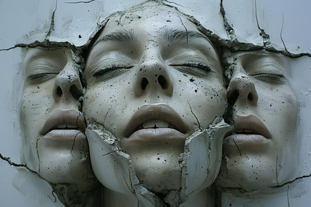 Close-up of the face of a woman with tears on her faceの素材