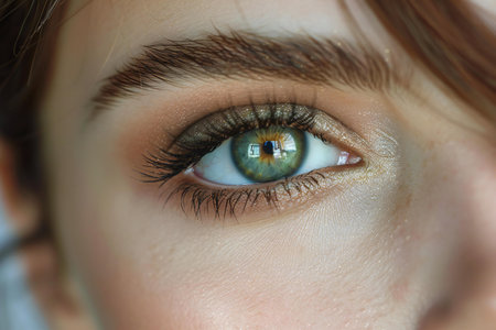 Close-up of beautiful woman's eye with long eyelashes.の素材