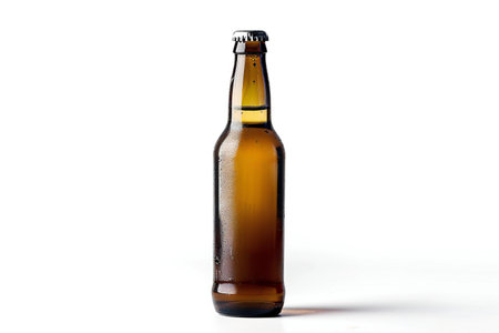 Beer bottle isolated on white background with clipping path. Close up.の素材