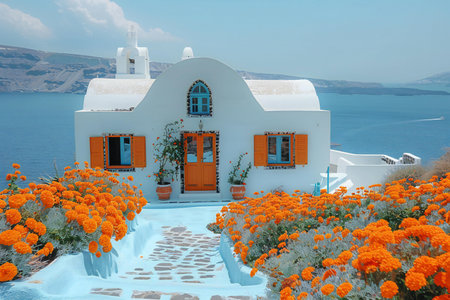 Santorini, Greece. White architecture on Santorini island.の素材