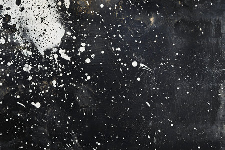 White paint splashes on black background. Abstract grunge texture.の素材