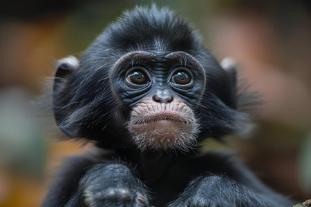 Portrait of a baby spider monkey (Ateles fusciceps)の素材