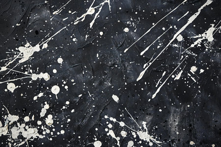 White paint splashes on black background. Abstract grunge texture.の素材