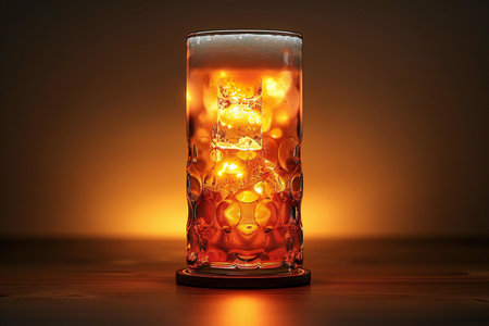 Featuring a  beer glass has light in it, high quality, high resolutionの素材