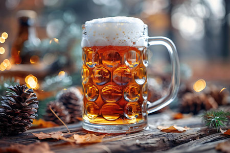 Digital artwork of beer in a mug with foam in it, high quality, high resolutionの素材