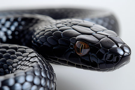 An image of a black snake on a white background, high quality, high resolutionの素材