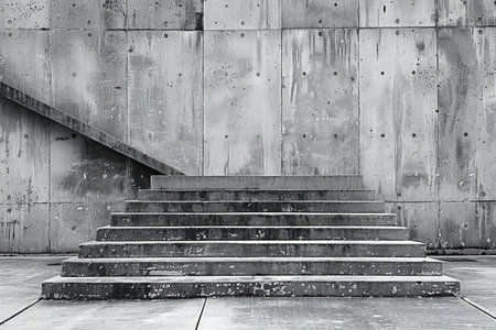 Depicting a grayscale abstract concrete wall empty space templateの素材