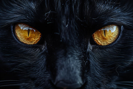 Illustration of  cat's bright eyes on a black background, high quality, high resolutionの素材