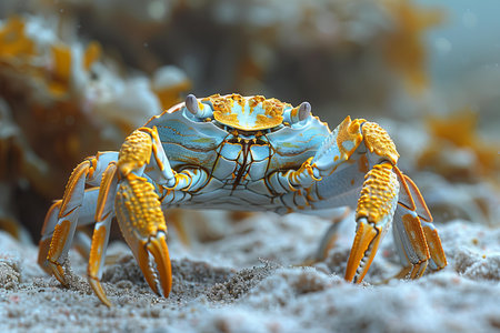 Illustration of  underwater image of an individual crab, high quality, high resolutionの素材