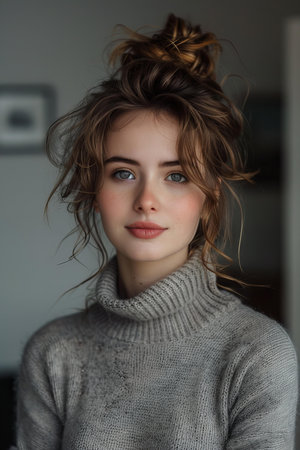 Digital image of clever woman portrait , high quality, high resolutionの素材