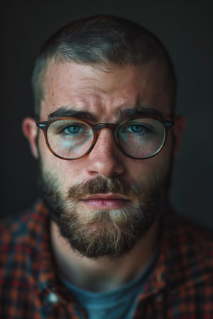 Illustration of logical man portrait , high quality, high resolutionの素材