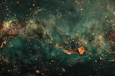 A green and brown abstract image on a black backgroundの素材