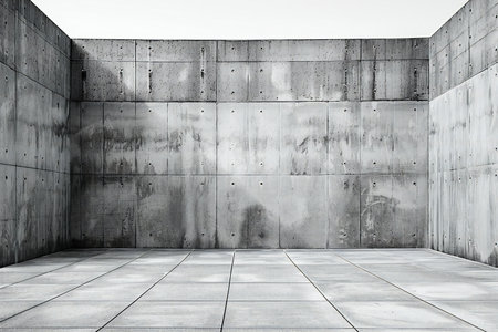 Grayscale abstract concrete wall empty space templateの素材