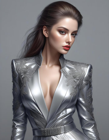 Stunning woman wearing high fashion clothes, high quality portrait, isolated on a backgroundの素材