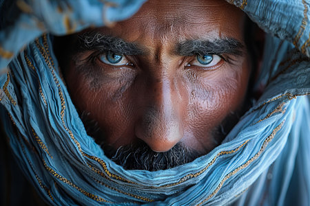 Illustration of impressionism , egypt devout man, close-up portrait, professional photoshootの素材