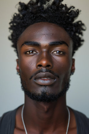 Portrait of a handsome african american man with curly hairの素材