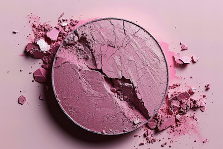 Digital artwork of pink colored, powder lipstick in the shape of a circleの素材