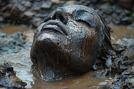 Illustration of new albao zoo's new head statue, high quality, high resolutionの素材