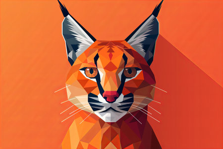 Caracal, symmetrical, flat icon design , high quality, high resolutionの素材