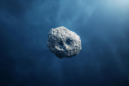 3D illustration of a meteorite in the deep blue sea.の写真素材