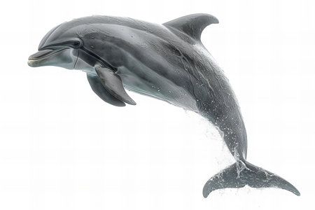 dolphin jumping isolated on a white background. 3d render.の写真素材