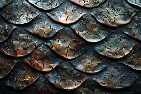 Metal texture of dragon skin as background, closeup. Toned.の写真素材