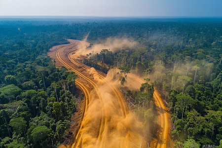 Aerial view of the road in the jungle, Sri Lanka.