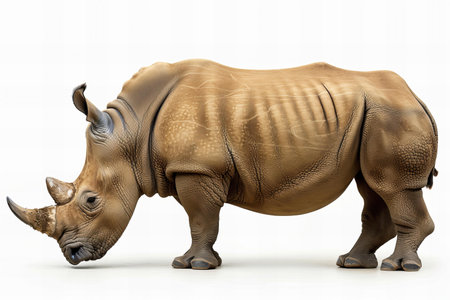 Rhinoceros isolated on a white background with clipping path.の写真素材