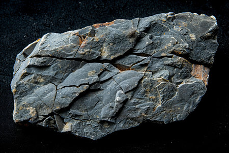 Close-up of a piece of stone on a black background.