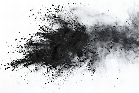 Explosion of powder, isolated on white background. Abstract backgroundの写真素材
