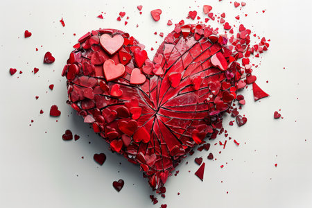 Broken heart on white background, 3d render. Valentine's day conceptの写真素材