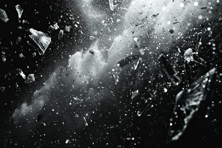 Broken glass on a black background. The concept of broken glass.
