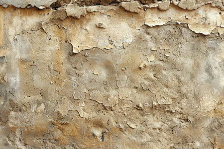 Texture of old rustic wall covered with beige stuccoの写真素材