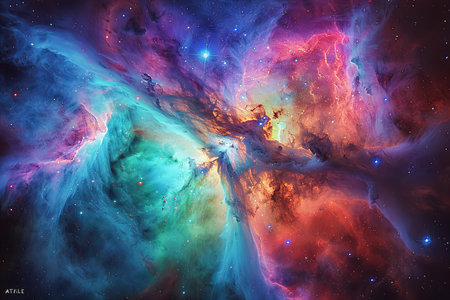 Nebula and galaxies in space.の写真素材