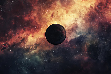 Space background with nebula and planet. Elements of this image furnished by NASA