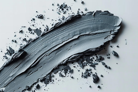 close up of  a smudged cosmetic product on white backgroundの写真素材