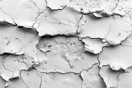 Abstract background of cracked white paint on the wall. Monochrome