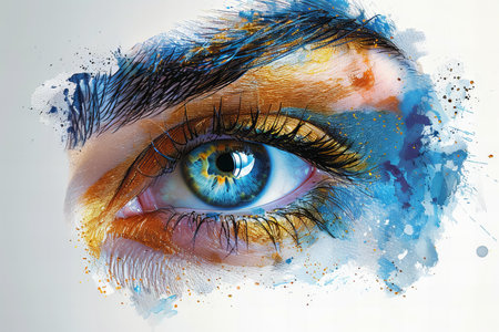 Close-up image of female eye with abstract makeup. Art designの写真素材