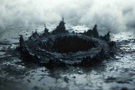 Water splash on a black background.の写真素材