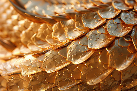 Golden dragon statue close-up. Golden dragon statue, Thailand.の写真素材