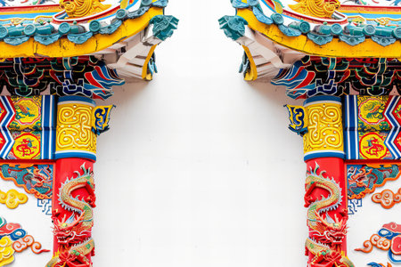 Chinese style dragon statue in Chinese temple, closeup of photo.