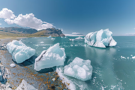 Icebergs in Glacier Lagoon, Svalbard, Norway