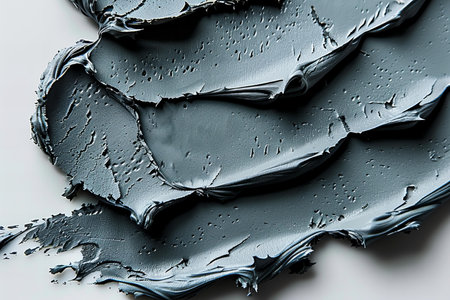 Black paint on a white background close-up. Shallow depth of field.の写真素材