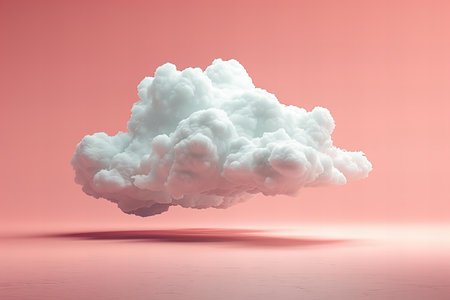 Clouds on a pink background. 3d rendering, 3d illustration.の写真素材