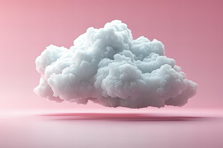 3D rendering of a cloud on a pink background with copy spaceの写真素材
