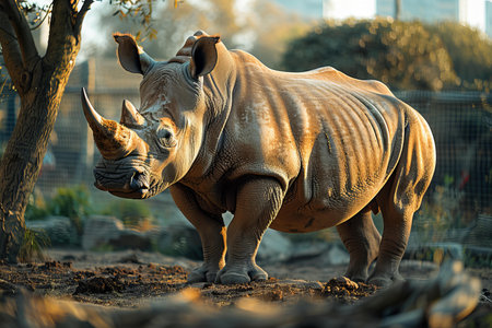 white rhinoceros in the zoo, photo as a background, digital imageの写真素材